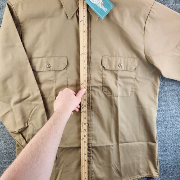 VTG NWD Fieldmaster USA Made Beige Long Sleeve Button Up Shirt Men Large Pockets - Picture 14 of 16